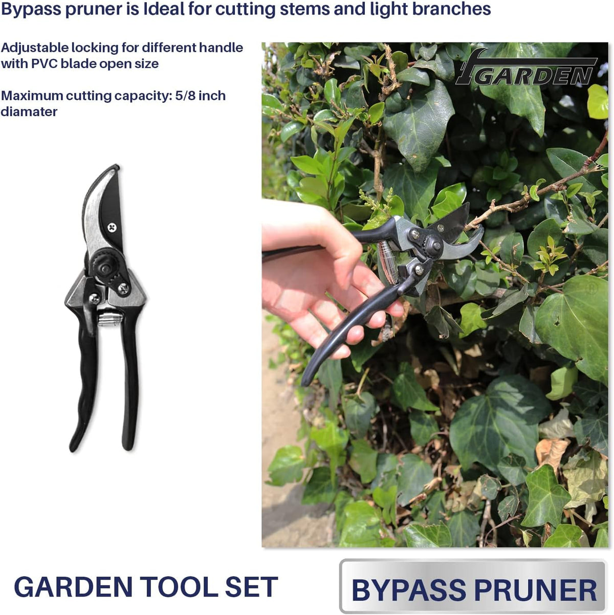 3 Piece Combo Garden Tool Set with Lopper, Hedge Shears and Pruner Shears, Tree & Shrub Care Kit