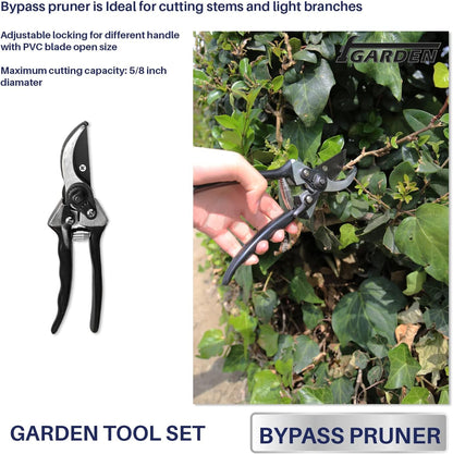 3 Piece Combo Garden Tool Set with Lopper, Hedge Shears and Pruner Shears, Tree & Shrub Care Kit