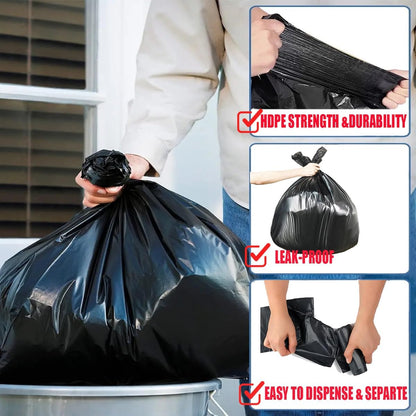 8-10 Gallon Trash Bags, 300 Count Black Garbage bags, Multi-purpose Trash Can Bin Liners for