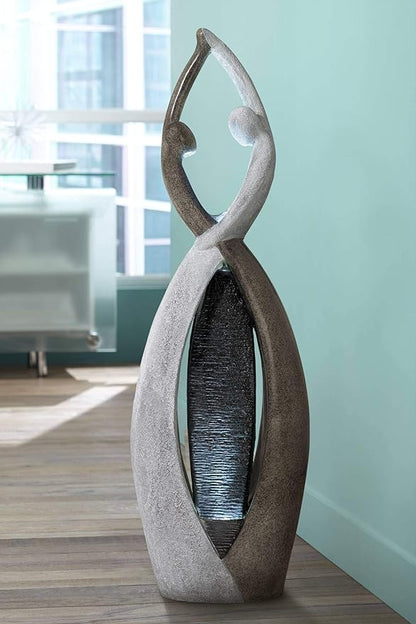 Dancing Couple 57" High Large Modern Indoor Outdoor Decor Faux Stone Floor Fountain with Light LED
