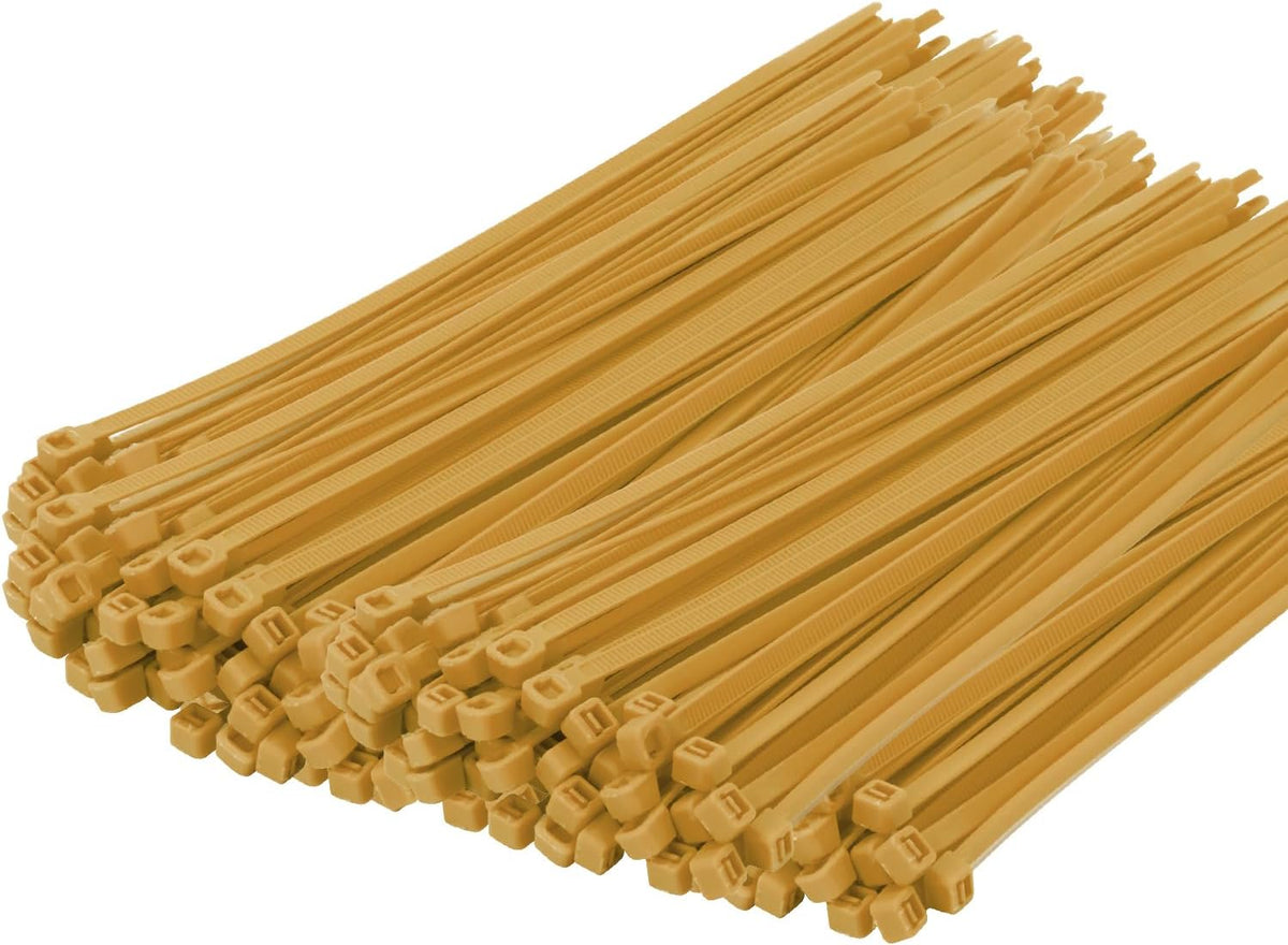 14 Inch Zip Ties Gold 1000 PCS, 40 Lbs- Heavy Duty Tensile Strength, Nylon PA66 UV Resistant Cable