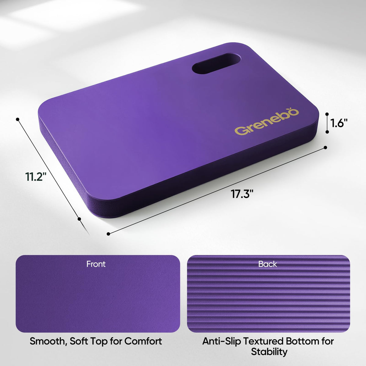 Grenebo 1-Pack Kneeling Pads, Extra Thick, 17.3 x 11 x 1.6 in, Purple