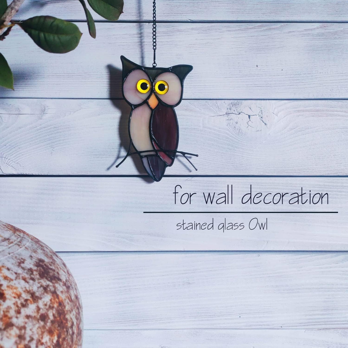 Stained Glass Owl Window Hanging Sun Catcher Halloween Decoration Birthday Gifts for Lover and