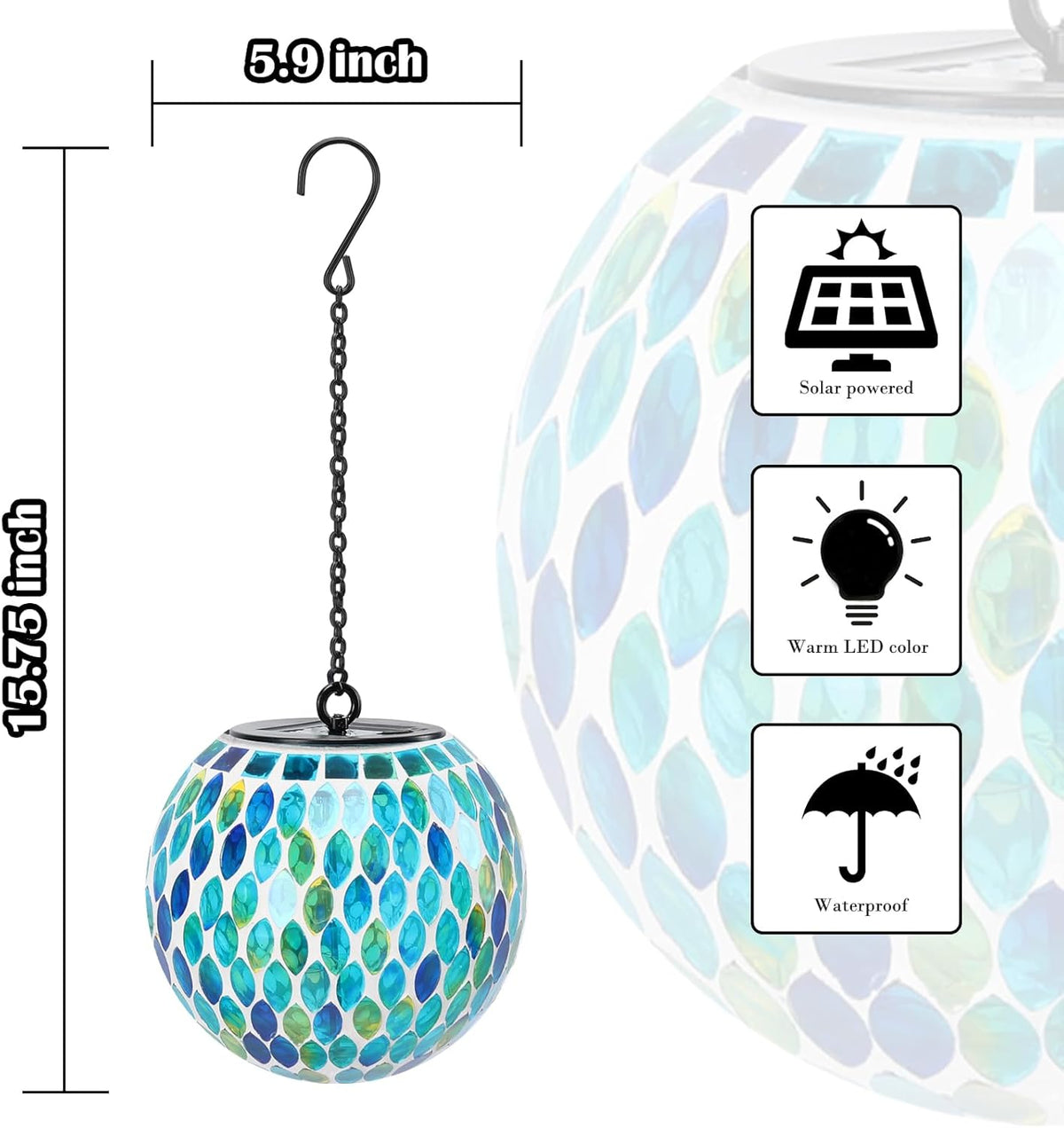 Solar Lanterns Outdoor Waterproof Hanging Solar Mosaic Lantern Outdoor Hanging Lights Waterproof