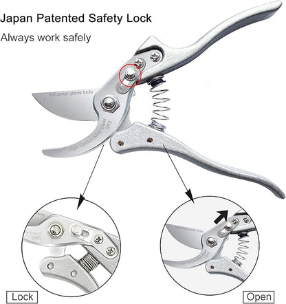 TONMA Pruning Shears for Gardening [Made in Japan] 8 Inch Bypass Garden Scissors Secateurs, Premium
