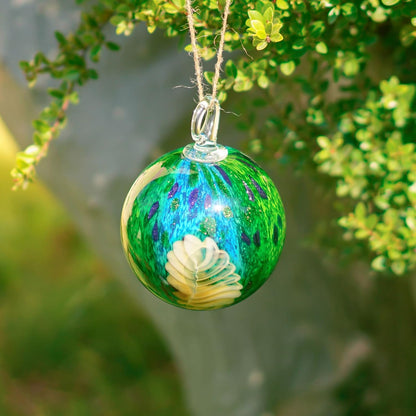 QFkris 4" Hanging Gazing Balls for Gardens Decorative Outdoor Hand-Blown Glass Ornament Friendship