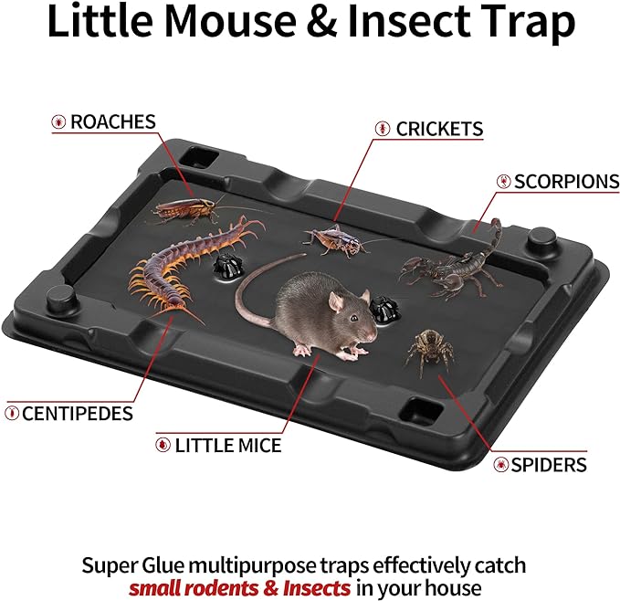 LULUCATCH Mouse & Insect Traps 12 Pack, Heavier Sticky Traps with Non-Toxic Glue for Small Mice &