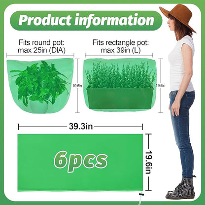 ANPHSIN 6 pcs Plant Covers Freeze Protection - 19.6in x 39.3in Winter Shrub Plant Protection Bags