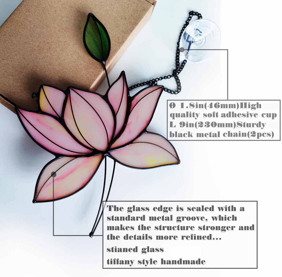 Stained Glass Lotus Flower Window Hanging Sun Catcher Holiday Decoration Window Panels Birthday
