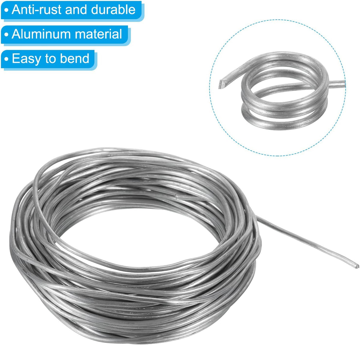 PATIKIL 2.5mm Bonsai Training Wire, Floral Wire Stems Anodized Aluminum Tree Wire 32.8 Feet Total