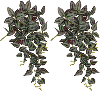 DILATATA Fake Hanging Plants Artificial Hanging Plants 26" Faux Wandering Jew Hangings Leaves Plant