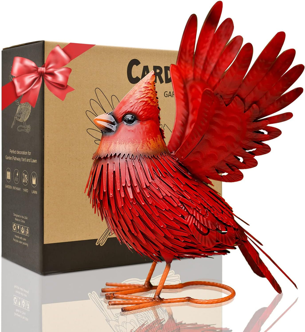 Nacome Cardinal Garden Decor Metal Yard: Art Outdoor Sculptures & Statues Large Red Bird Ornaments