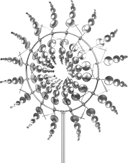 Magical Metal Windmill, Stainless Steel Windmill,Kinetic Metal Wind Spinners Garden Stake, 3D Wind