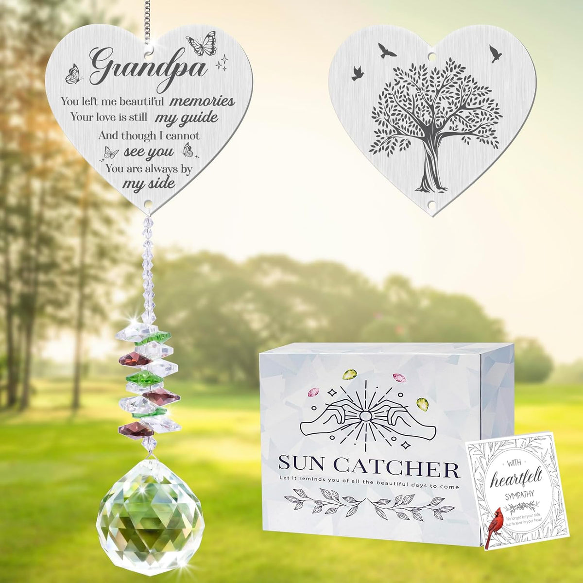 Sympathy Gifts for Loss of Grandfather,Memorial Crystal Suncatcher,Memorial Gifts for Loss of