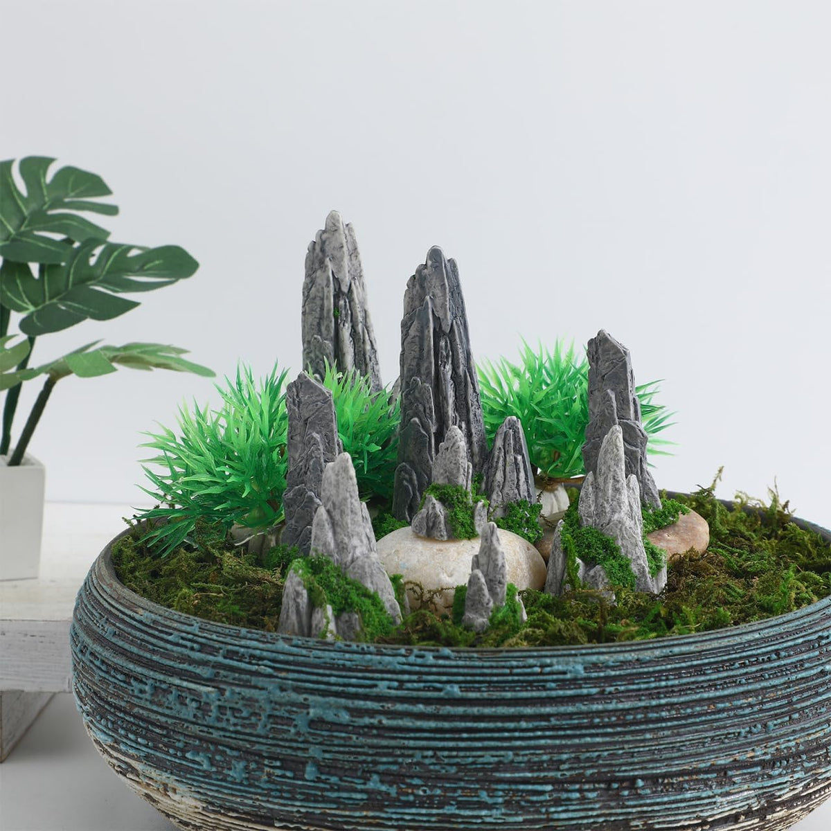 Mipcase Mini Zen Garden Accessories 8pcs Resin Mountain Decor Figures Mini Zen Garden Decor for