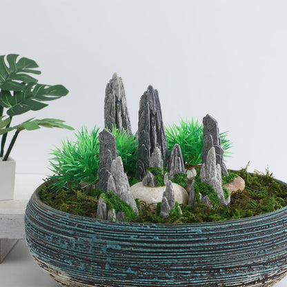 Mipcase Mini Zen Garden Accessories 8pcs Resin Mountain Decor Figures Mini Zen Garden Decor for