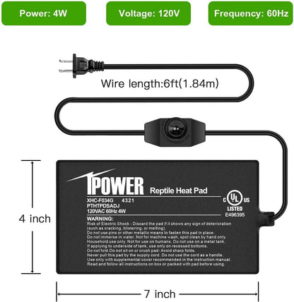 iPower 4 by 7-Inch Reptile Heat Mat with Temperature Adjustable Controller Knob, LCD Digital