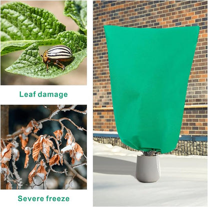 Eunika 6 PCS Plant Covers Freeze Protection, 47.2"x31.5" Frost Blankets with Zipper Drawstring