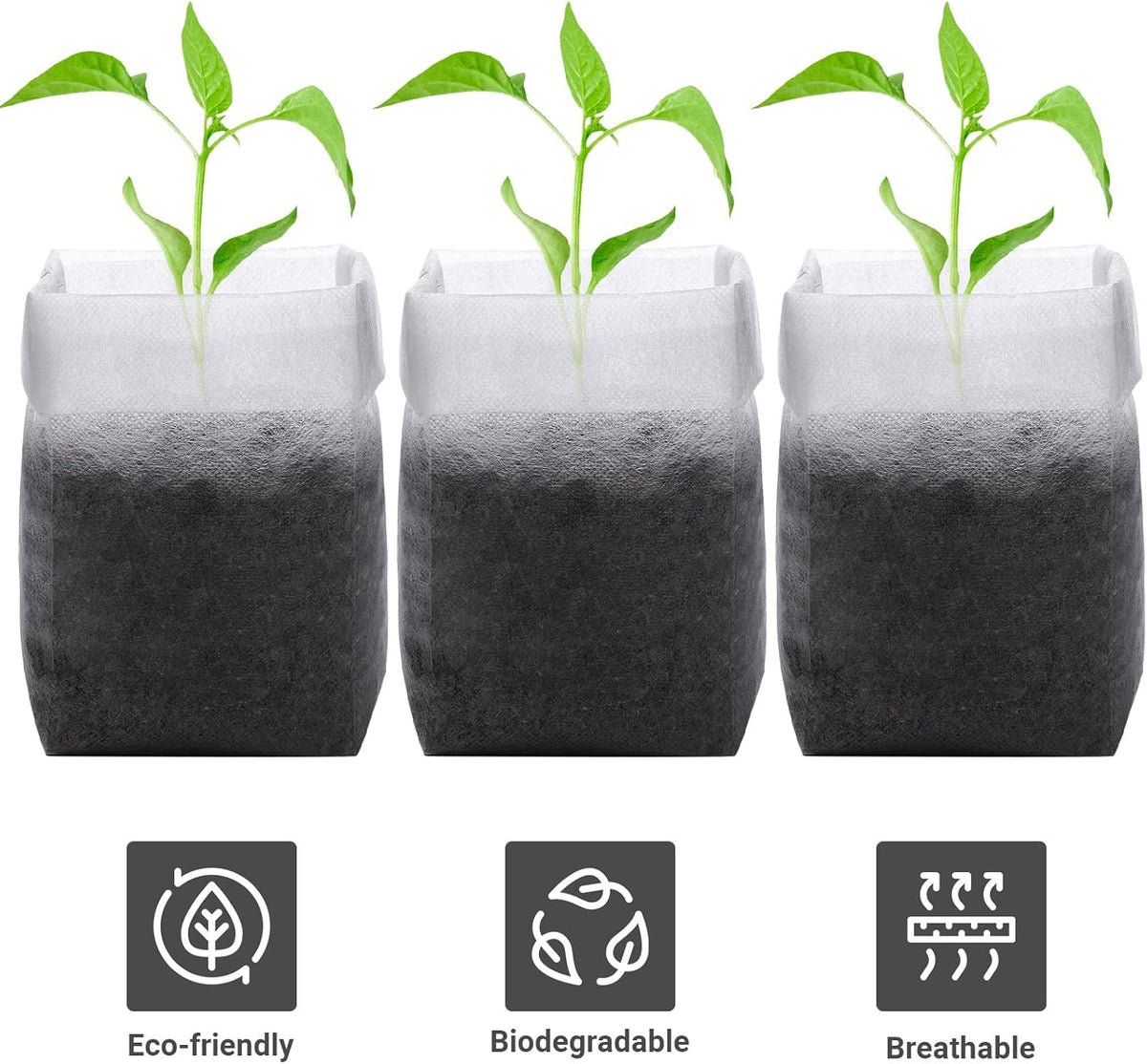 GREANER Nursery Growing Bags - 7.8x10.2 inches, 100PCS Non-Woven Biodegradable Plant Nursery Bags
