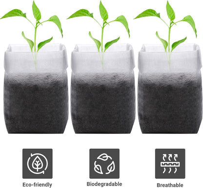 GREANER Nursery Growing Bags - 7.8x10.2 inches, 100PCS Non-Woven Biodegradable Plant Nursery Bags