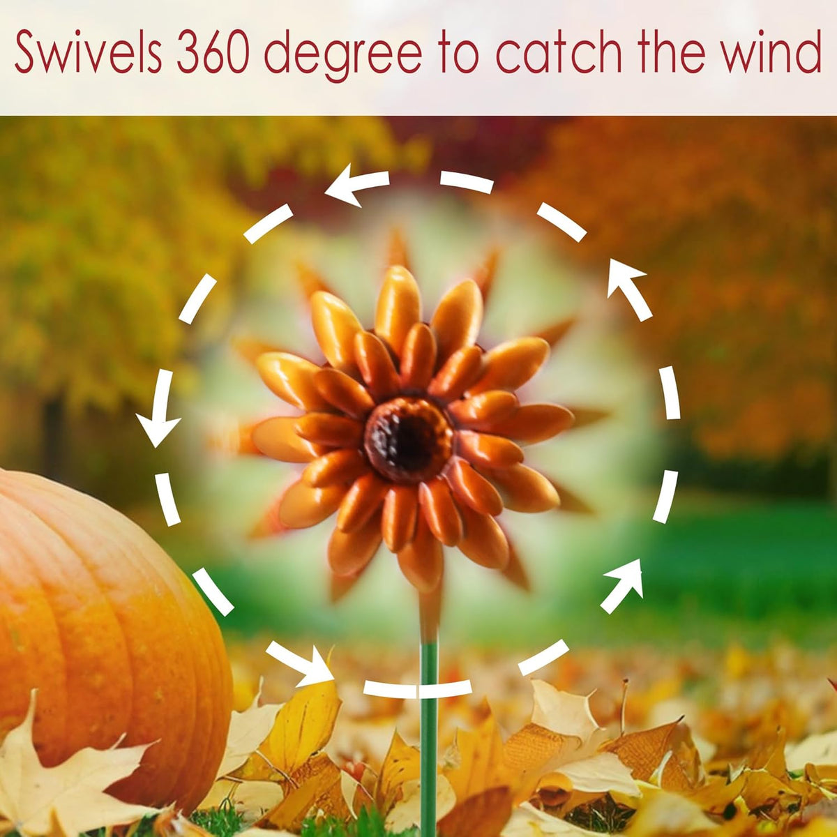 5 Pack Fall Metal Yard Stakes Decor, Autumn Yard Stakes Wind Spinners Outdoor Clearance, Fall