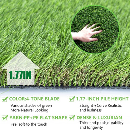 Petgrow Luxurious Artificial Grass Realistic Turf 3 X 33 Feet,1.57 Inch Pile Height Ultrathick