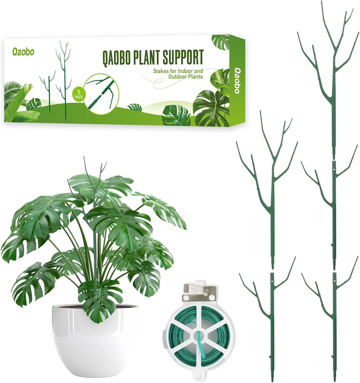 5 Pack Stackable Plant Support Stakes, Climbing Plant Support Structures for Monstera, Pothos