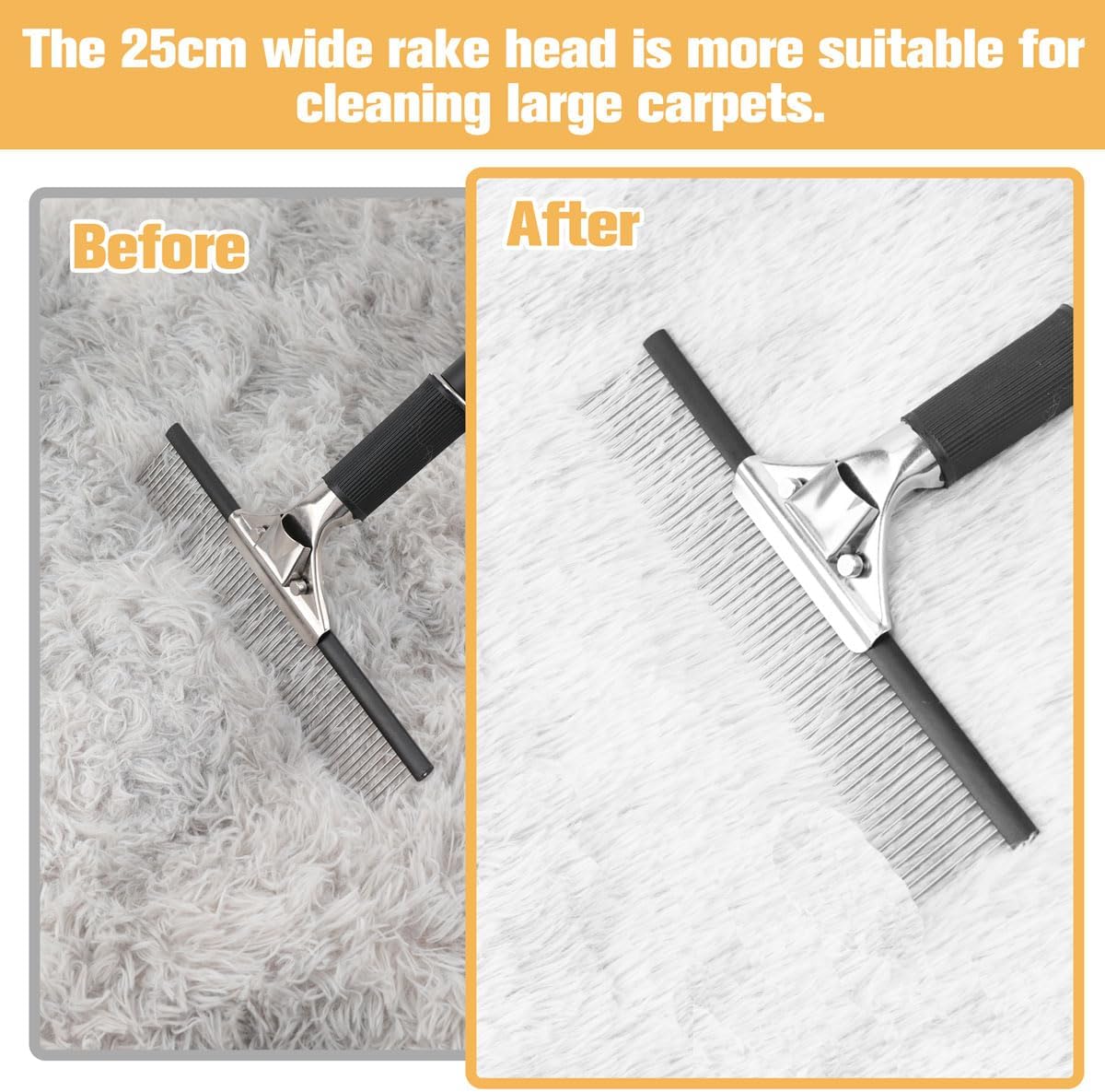 Big Carpet Rake with Long Handle, Making Carpets Fluffy Again, Clean Hair, Let Carpet Restore