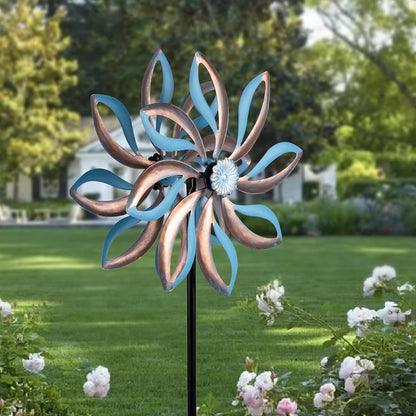 Metal Wind Spinners Outdoor,Vintage Kinetic Wind Spinner Garden Pinwheels with Metal Stake for