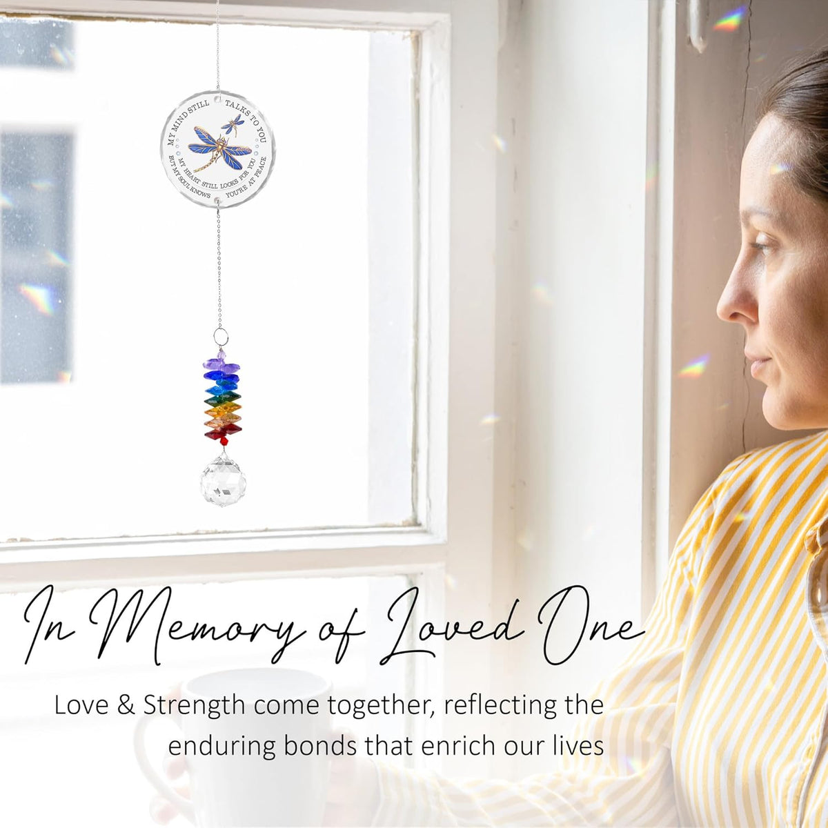 Memorial Suncatcher - Sympathy Gift for Loss of Loved One - Crystal Rainbow Maker - Bereavement