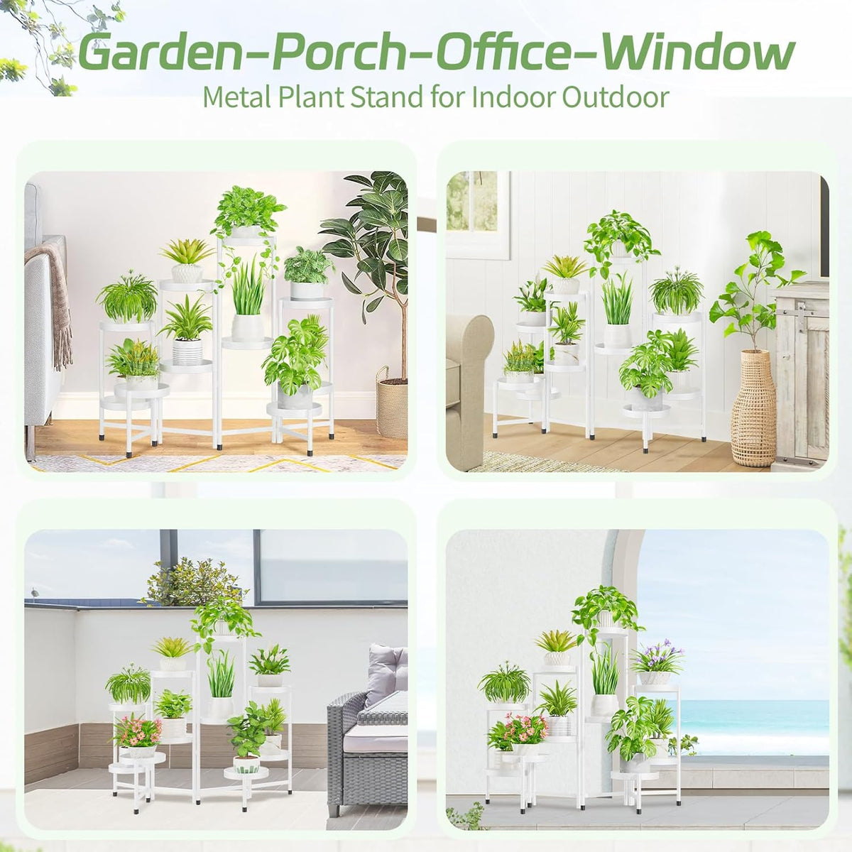 iDavosic.ly Plant Stand Indoor Outdoor, 10 Tier Corner Metal Flower Display Holder Shelf, Folding