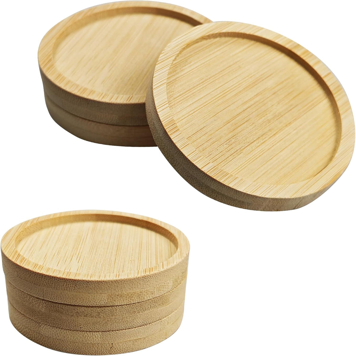 6Pcs 2.5” Bamboo Plant Saucer, Round Pot Tray for Indoor Planters, Succulent Holder Drainage Tray