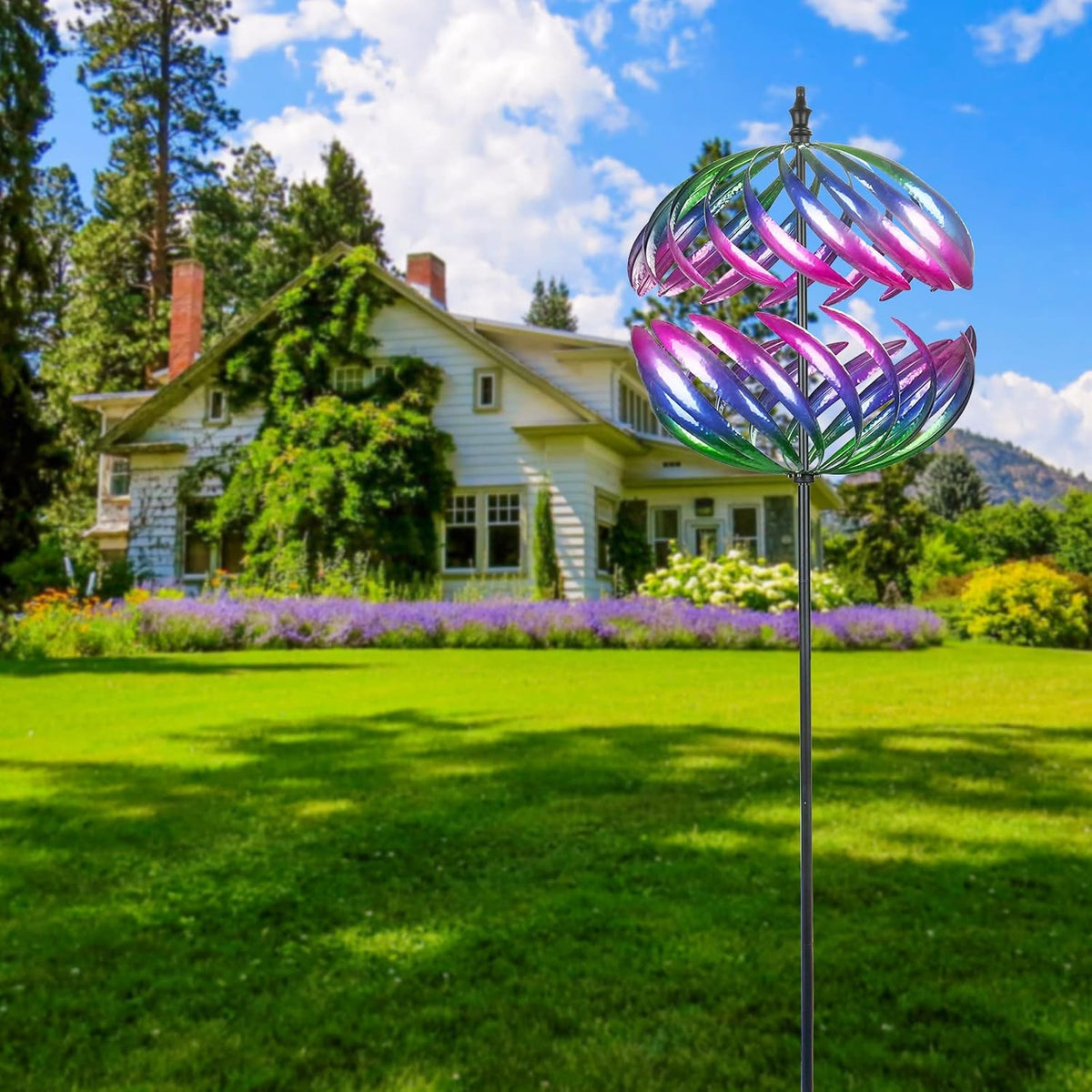 MUMTOP Wind Spinner 360 Degrees Double Steel Metal Wind Sculpture Ball Spinners for Decorating Your