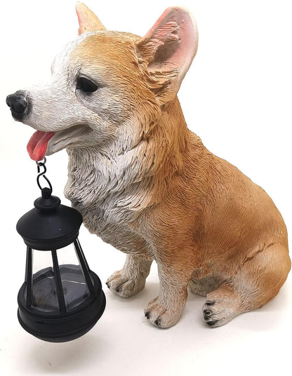 Dog Solar Statues Cute Corgi Solar Light for Outdoor Garden Halloween Decorations Christmas Decor