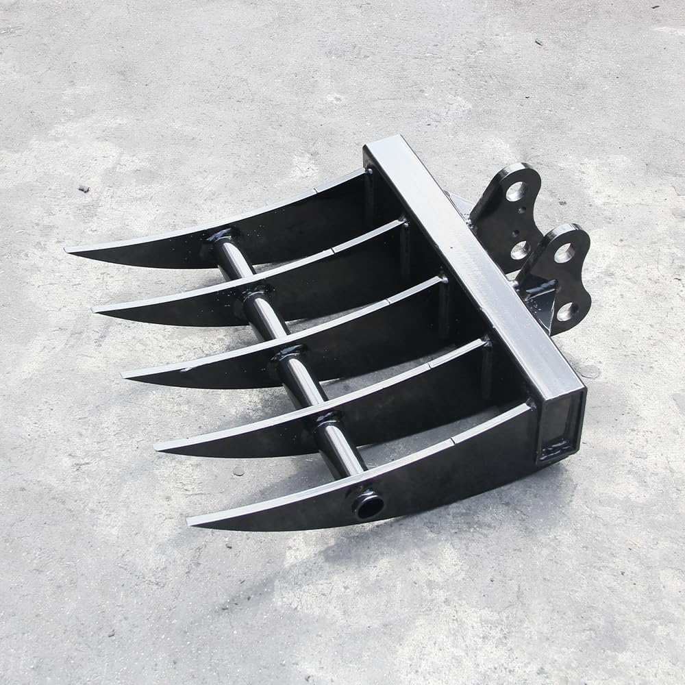 Mini Excavator Attachment Rake, Metal Wide Backhoe Rake Fit for 0.8T-1.5T Mini Excavators