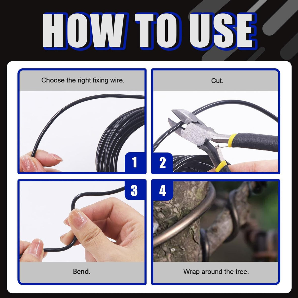 Glarks 4 Rolls Bonsai Wires Kit, 2mm 3mm 1mm 1.5mm Aluminum Bonsai Training Wire Tree Branches with