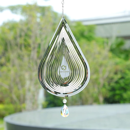 3D Wind Spinners Outdoor Flowing-Light Effect Metal Garden Decor, Highly Reflective Bird Deterrents