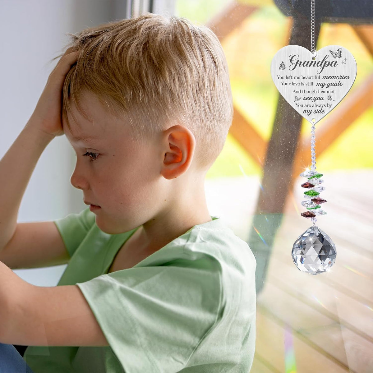 Sympathy Gifts for Loss of Grandfather,Memorial Crystal Suncatcher,Memorial Gifts for Loss of