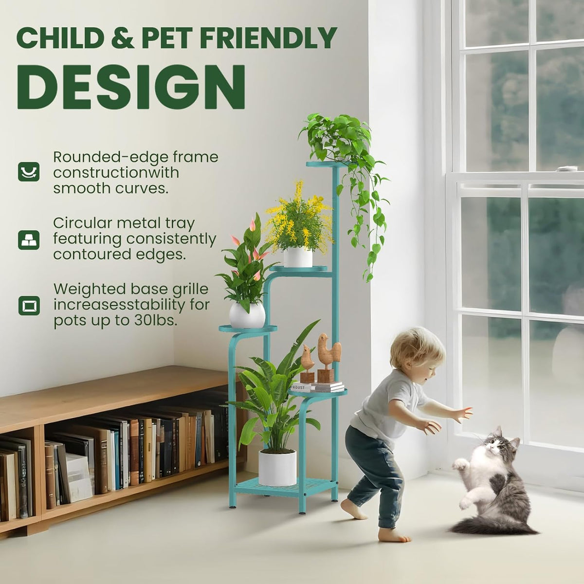TOSKING 5 Tier Tall Plant Stand Indoor Outdoor, Heavy Duty Corner Shelf for Plants & Decor, Space
