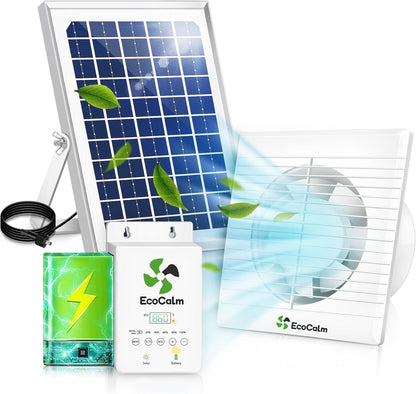 Solar Fan for Chicken Coop with Battery and Adjustable Thermostat, Solar Powered Fan with 12W
