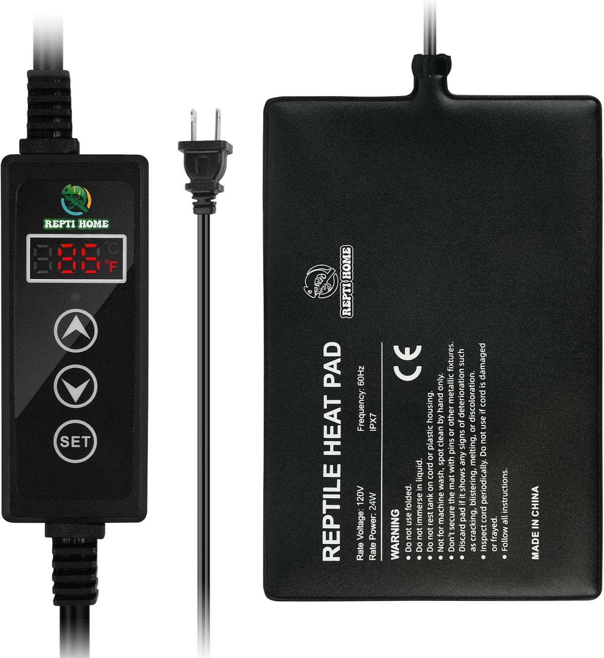 Reptile Heat Pad with Digital Thermostat, Under Tank Terrrarium Heat Mat 24W 8 * 18 Inch
