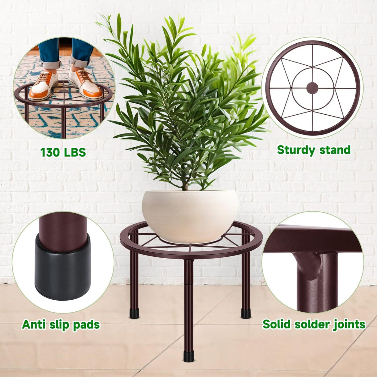 6 Pack Metal Plant Stands, Heavy Duty Plant Stand for Indoor Outdoor, Anti-Rust Iron Flower Pot