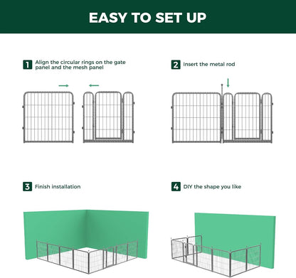 FXW Garden Fence Outdoor for The Yard – 24in(H) x 60.9ft(L) Heavy Duty Metal Animal Barrier for Dog