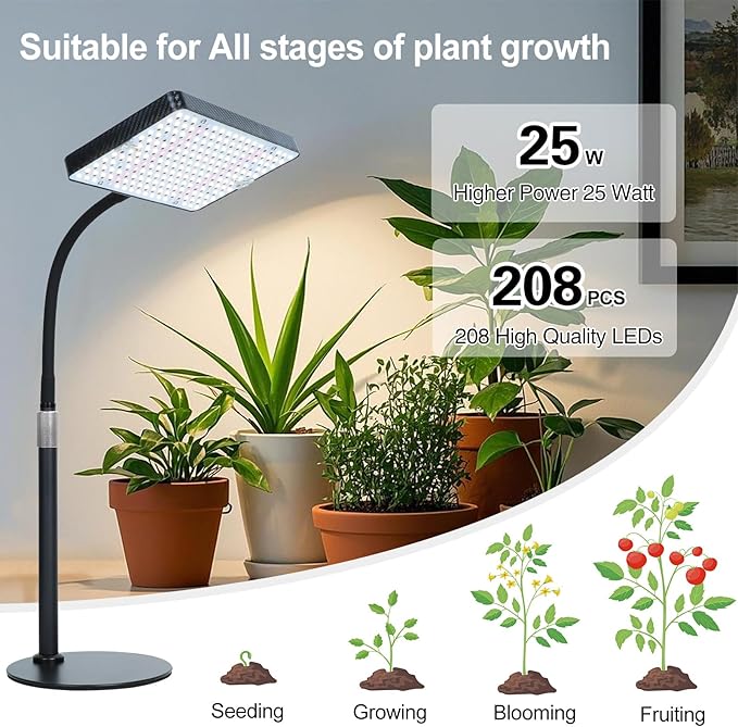 Tabletop Grow Light, Orchbloom Grow Lights for Indoor Plants 25W, Natural Sunlight Full Spectrum