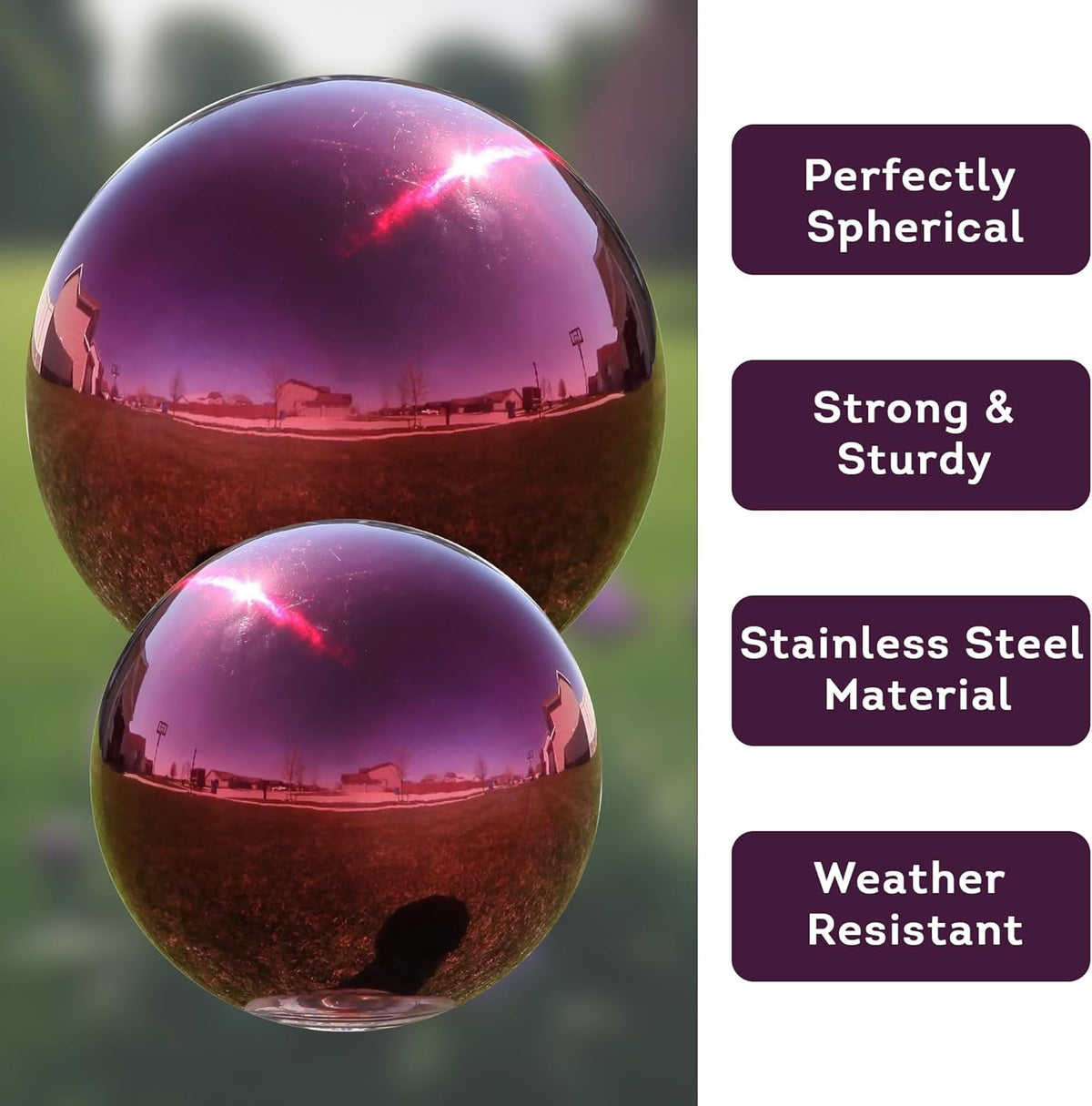 Lily's Home 10" Diameter Stainless Steel Gazing Globe Mirror Ball, Colorful and Shiny Addition to