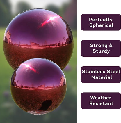 Lily's Home 10" Diameter Stainless Steel Gazing Globe Mirror Ball, Colorful and Shiny Addition to
