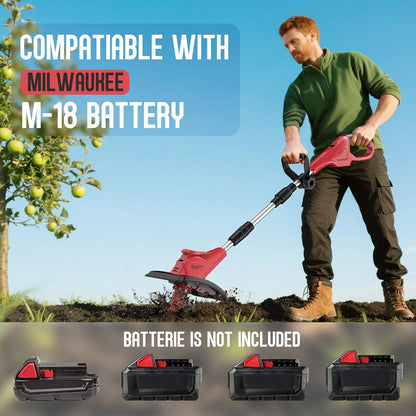 Cordless Tiller Cultivator Compatible with Milwaukee 18V Battery(Tool Only), Folding Electric