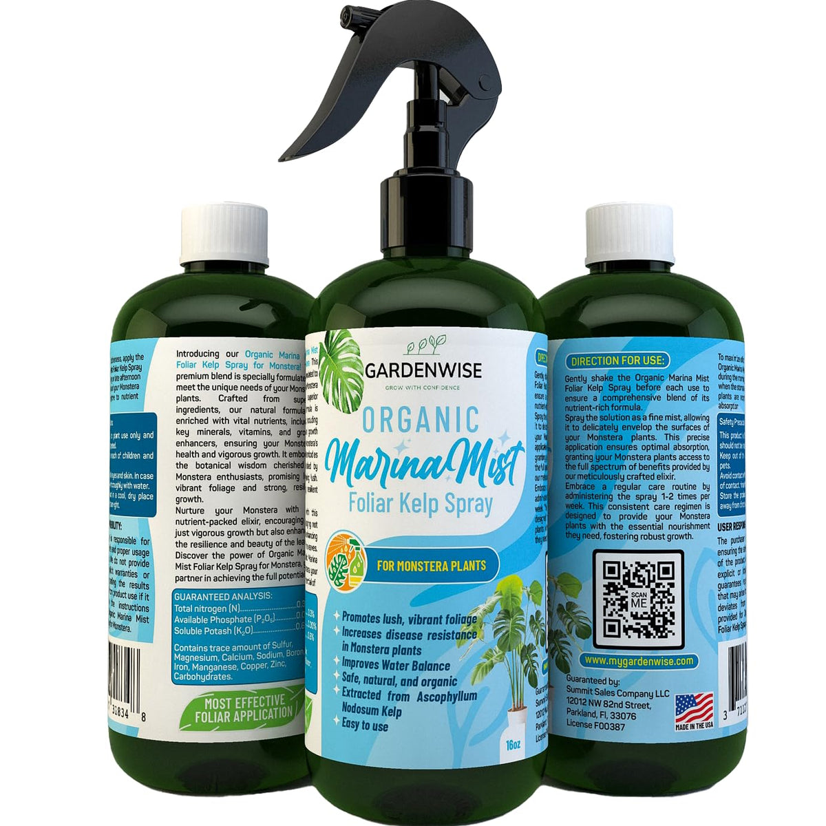 Organic Marina Mist Foliar Spray for Monstera, Philodendron, Elephant’s Ear and Other Tropical