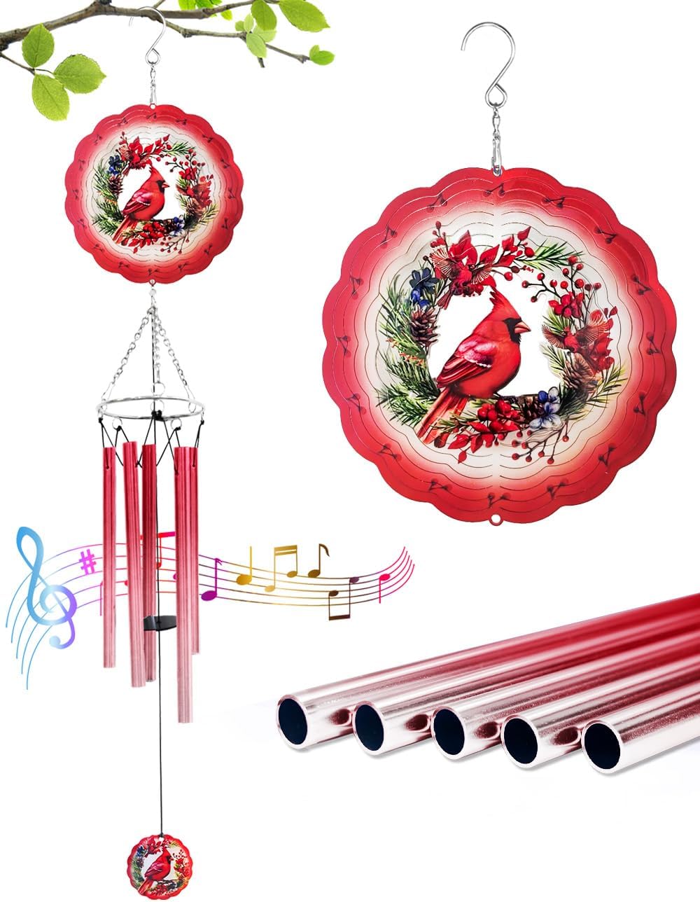 Wind Chimes for Outside with Cardinal Wind Spinner, Unique Gifts for Mom Grandma Women Birthday
