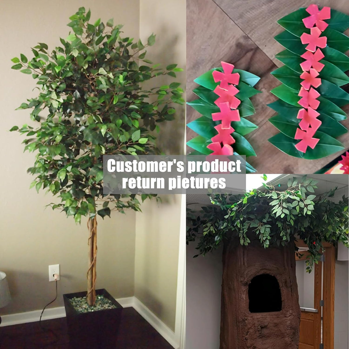 GTIDEA 36PCS Artificial Ficus Leaves Branches Faux Ficus Tree Branches Artificial Greenery Stems